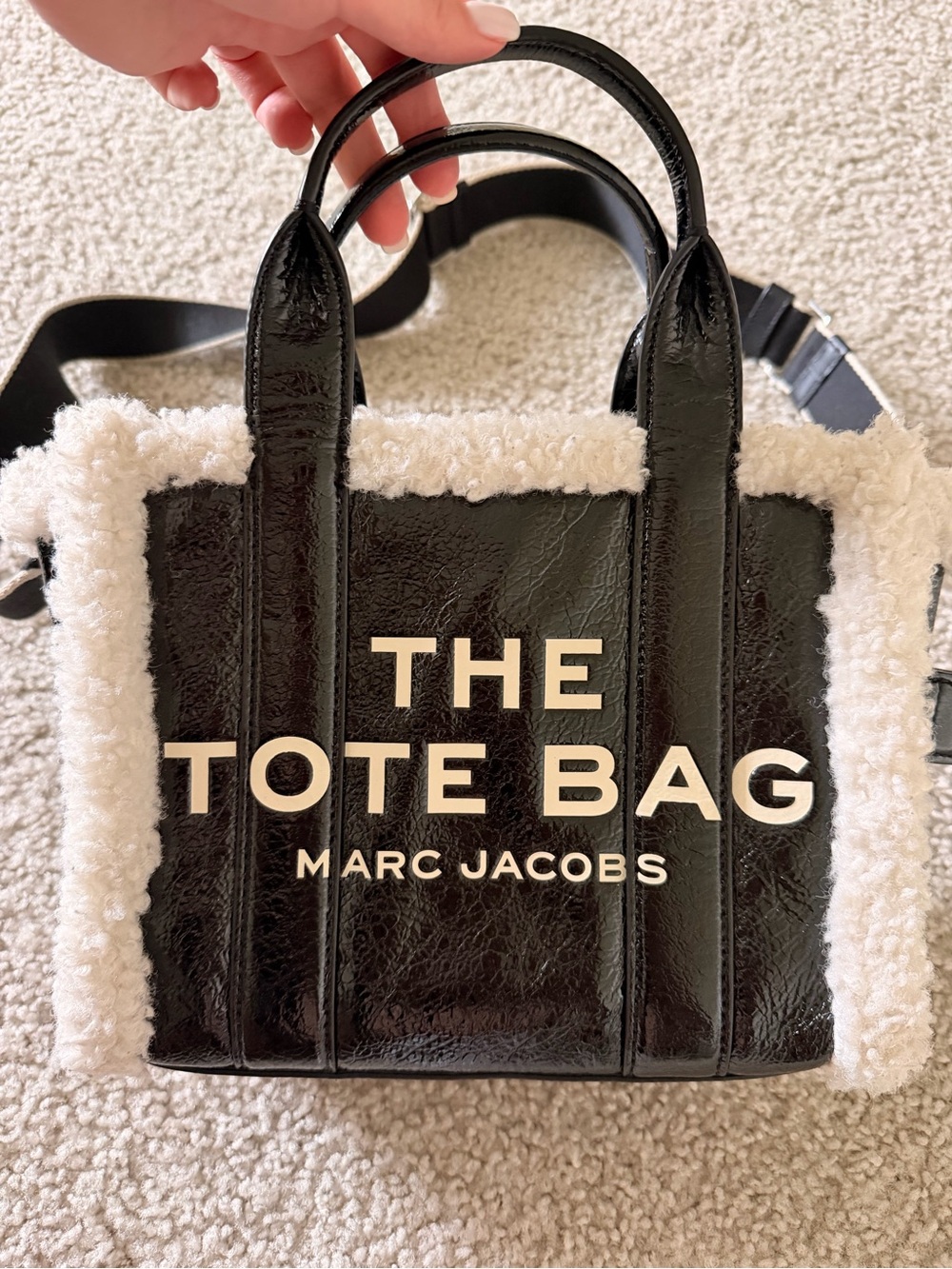 Marc Jacobs Black Tote with White Shearling Trim